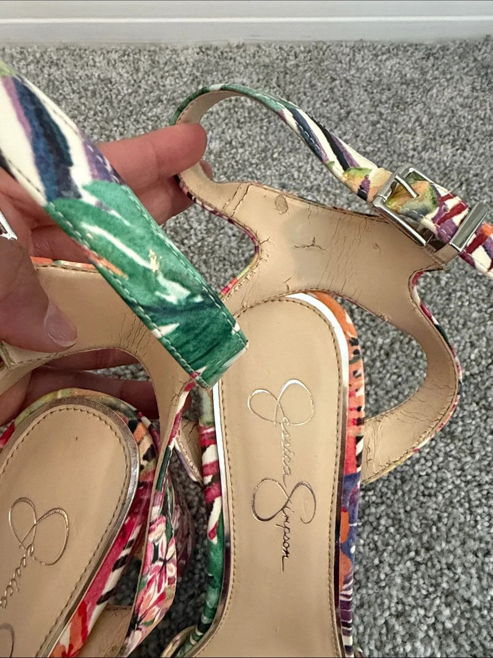 Jessica Simpson Floral Multicolor Ankle-Strap Women's Heels
